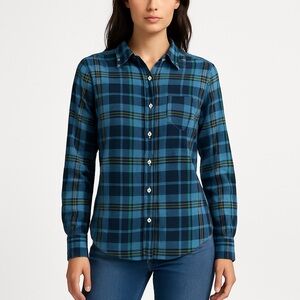 The North Face Blue and Yellow Plaid Shirt